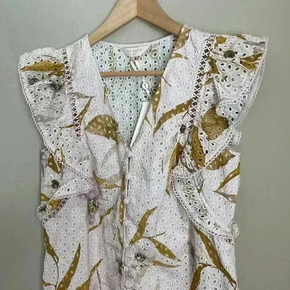 Ted Baker Adaale Cabana Ruffled Button Front Top - Picture 10 of 16